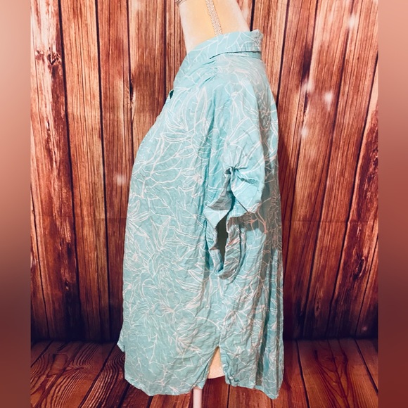 Women’s 0X Blouse ANA Button Down Short Sleeves Floral Crushed Texture Soft - Picture 9 of 11